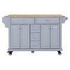 Wood Top Kitchen Island Cart with Wheels, 4 Doors & 5 Drawers, Rolling Storage Cabinet for Kitchen or Dining – The Pop Home - 4 of 4