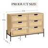 Natural Rattan 6 Drawer Dresser, Wooden Chest of Drawer, Farmhouse Storage Cabinet with Metal Legs, Modern Dresser - 2 of 4