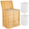 JANSNO Natural Laundry Hamper with Lid with 2-Section Foldable Sorter with Removable Liner - 2 of 4