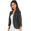 Allegra K Women's Striped 3/4 Sleeves Open Front Casual Notched Lapel Blazer - 2 of 4