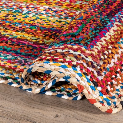 Handmade Multicolor Cotton Braided Round Area Rug