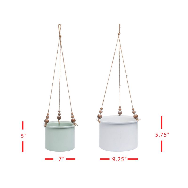 Set of 2 Hanging Planters with Wood Bead Details - Foreside Home & Garden, 5 of 6