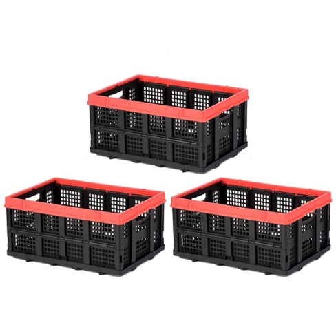 Black Stackable Storage Bins, 3-Pack