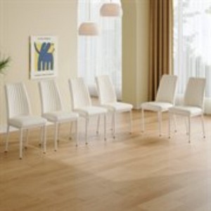 Syemin 6-Piece Armless Dining Chairs Set Upholstered Dining Chairs PU Material High Back Seats for Dining Room, White, 16.9"*16.7"*36.4" - 1 of 4