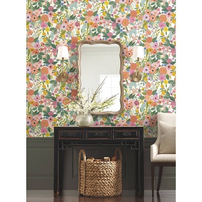 Floral Garden Party Peel and Stick Wallpaper Roll in Multicolor
