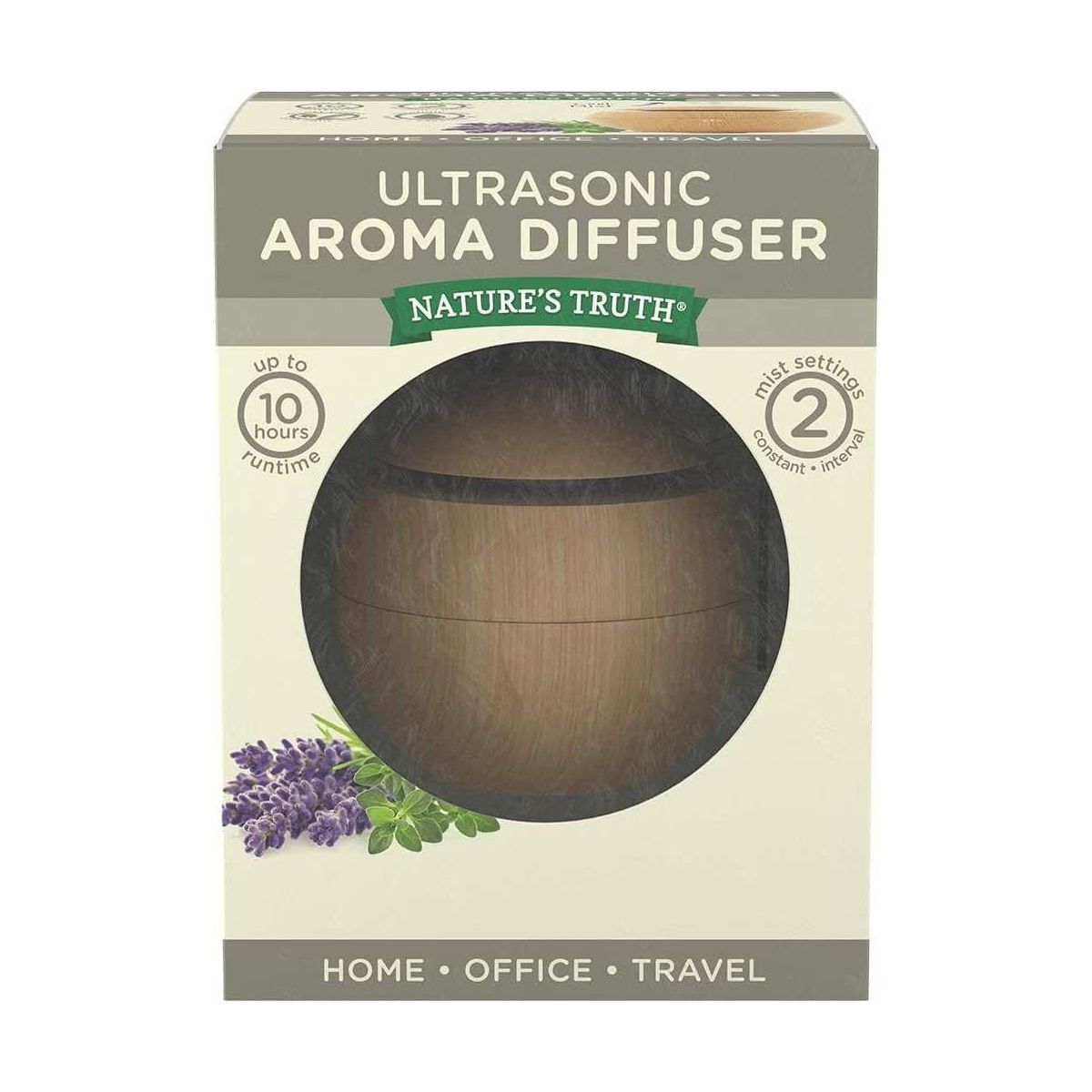 Nature's Truth Ultra-Sonic Aromatherapy Wood-Look Diffuser with USB Adapter