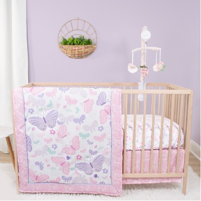 The Peanutshell Butterfly Song Crib Bedding Set and Mobile - 4 Piece Set