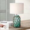 360 Lighting Crosby Coastal Accent Table Lamp 22 1/2" High Blue Green Glass Rope with Table Top Dimmer Off White Drum Shade for Bedroom Living Room - 2 of 4