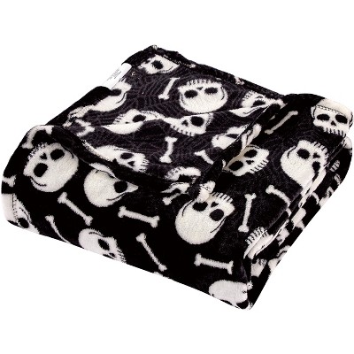 Skulls & Bones Halloween Fleece Throw Blanket, 50"x60"