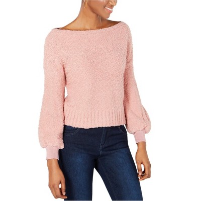 bar III Womens Bishop Sleeve Pullover Sweater, Pink, Large