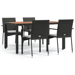 vidaXL Garden Dining Set Black PE rattan 5 Piece Set Modular - 1 of 4