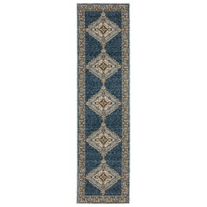 Oriental Weavers Andorra 2430A Blue/ Gold Indoor Area Rug - 2'3" x 8' - 1 of 4
