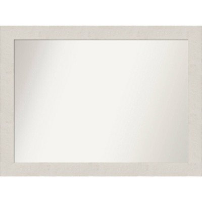 44" x 33" Non-Beveled Rustic Plank White Wall Mirror - Amanti Art: Modern Rectangle, Includes Mounting Hardware