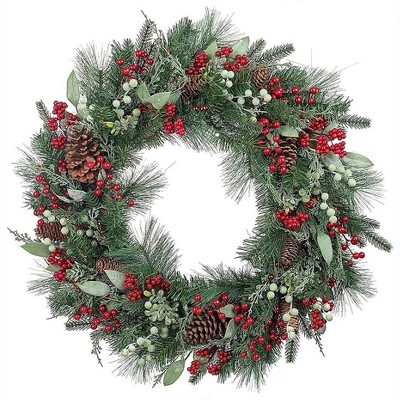 Holiday Living 30-in Indoor Green Berry Pine Artificial Christmas Wreath