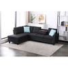 TiramisuBest Black Faux Leather L-Shaped Sectional Sofa with Storage Ottoman & Cup Holders, 2-Piece Couch for Living Room - 3 of 4