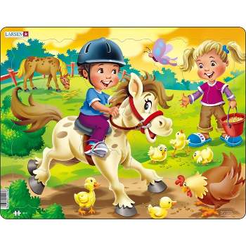 Larsen Puzzles Farm Kids with Pony Kids Jigsaw Puzzle - 16pc