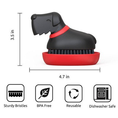 Ototo Holiday Gift Plastic Oscar Dog Dish Brush Kitchen Scrub