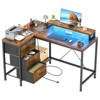 U Shaped Computer Gaming Desk, 79’’ Reversible l Shaped Computer Desk with Power Outlet & LED Strip - 3 of 4