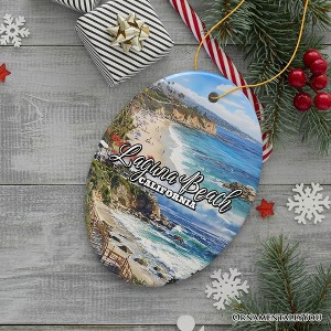Laguna Beach Artistic Christmas Ornament, California Coastal Seaside Souvenir and Gift Oval 3 - 1 of 4