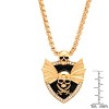 Steeltime 24" Men's 18k gold plated stainless steel jolly roger pendant with wings and simulated diamonds - 2 of 3