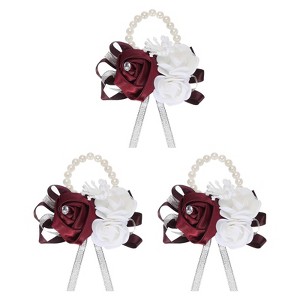 Unique Bargains Decorative Wedding Prom Party Artificial Rose Wrist Corsages - 1 of 3