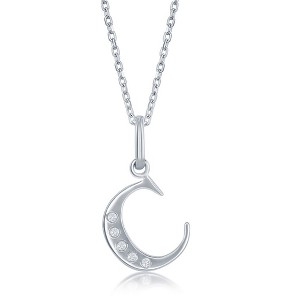 Bella Silver Sterling Silver 0.03cttw Diamond Accent Initial 18" Pendant Necklace - 1 of 2