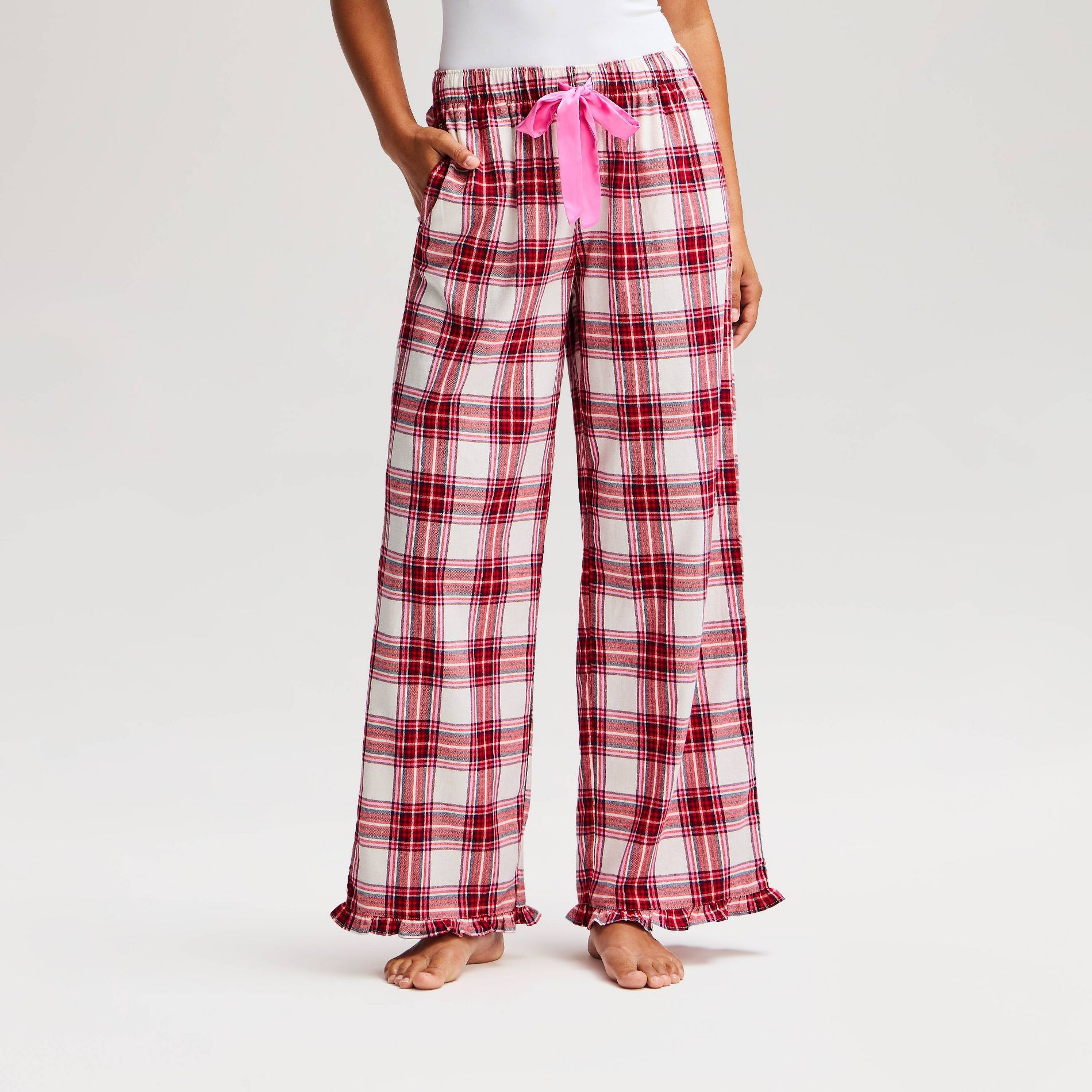 Women's Ruffle Trim Flannel Pajama Pants - Wild Fable™