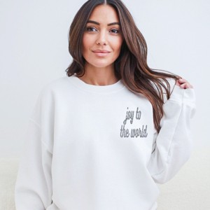 Simply Sage Market Embroidered Joy To The World Bold Cursive Sweatshirt - 1 of 4