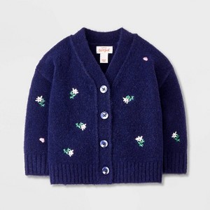Baby Embroidered Cardigan - Cat & Jack™ Navy Blue - 1 of 3