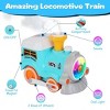 Kids Train Set w/Remote Control, Realistic Train Sounds, Smoke Effect & Colorful Lights, Magnetic Connection Locomotive with 3 Trucks, Educational Toy - 3 of 4