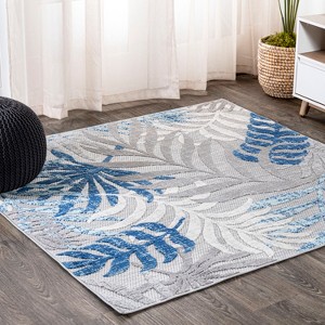 Tropics Palm Leaves Indoor/Outdoor Area Rug - JONATHAN Y - 1 of 4