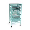 Origami Wheeled Folding Steel 5 Drawer Storage Kitchen Cart Wood Top, Turquoise - image 2 of 4