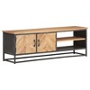 vidaXL Acacia Wood TV Stand - A Robust and Stylish TV Cabinet with Ample Storage, Natural Wood Grain Finish and Sturdy Steel Base - 2 of 4