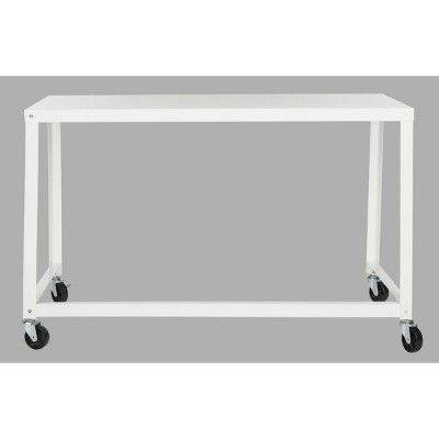 Bentley 47'' Glossy White Industrial Home Office Desk on Casters