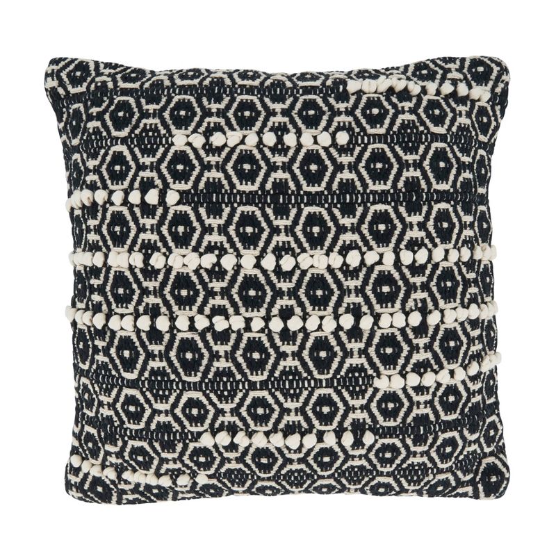 18&#34;x18&#34; Poly-Filled Dual-Tone Moroccan Design Square Throw Pillow Black/White - Saro Lifestyle, 1 of 6