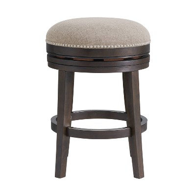Elegant Dark Brown Rubberwood 360-Degree Swivel Counter Stool