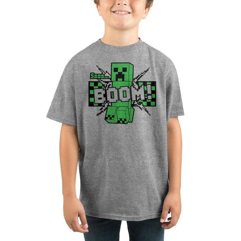 Minecraft Video Game Youth Boys Short Sleeve Grey Graphic Tee, 2 of 3