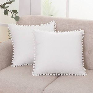 Deconovo Velvet Pom-Pom Throw Pillow Covers 2-Pack, Multiple Sizes - 1 of 4