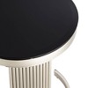 Studio 55D Modern Satin Pleated Accent Side End Table 21 3/4" Wide Silver Frame Black Tempered Glass Tabletop for Living Room - 3 of 4