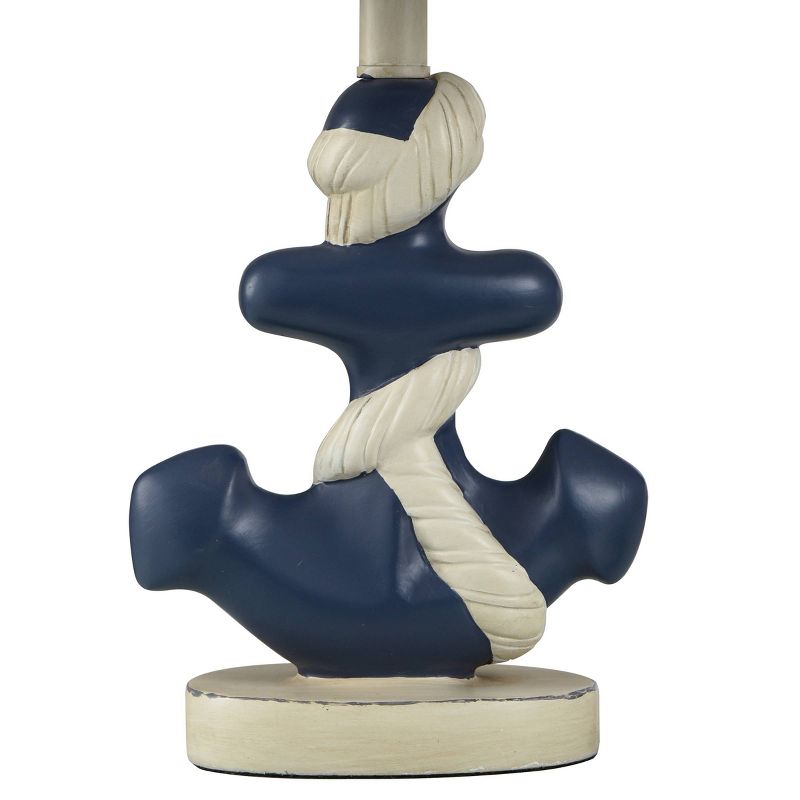 Montauk Molded Nautical Anchor Table Lamp with Fabric Shade Navy Blue/White - StyleCraft, 4 of 9
