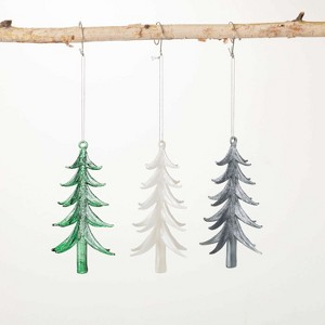 Pearlescent Tree Ornament Multicolor 5.5"H Glass Set of 3 - 1 of 2