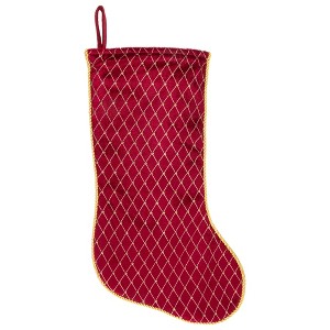 Northlight 20" Red and Gold Diamond Pattern Christmas Stocking - 1 of 4