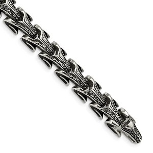 Black Bow Jewelry Men's Stainless Steel Antiqued 8.5 Inch Bracelet - 1 of 4