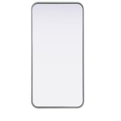 Elegant Lighting Contour Metal Rectangle Mirror 18x36 in Silver