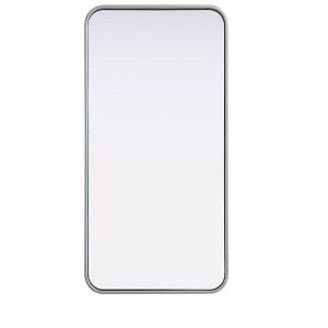 Elegant Lighting Contour Metal Rectangle Mirror 18x36 in Silver - 1 of 4