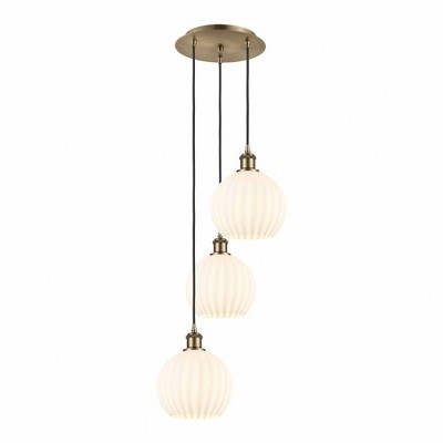 White Venetian - 3 Light Cord Hung Multi Pendant In Modern Style-30.75 Inches Tall and 14.5 Inches Wide