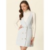 Allegra K Women's Elegant Vintage Button Front V Neck Plaid Tweed Overalls Pinafore Dress - 2 of 4