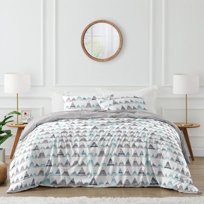 Sweet Jojo Designs Full/Queen Comforter Bedding Set Mountains Grey and Blue 3pc