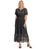 Collections Etc Lace Detail Sleeve & Border V-Neck Smocked Waist Dress - 3 of 4