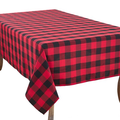 104"x70" Buffalo Tablecloth Red/black - Saro Lifestyle